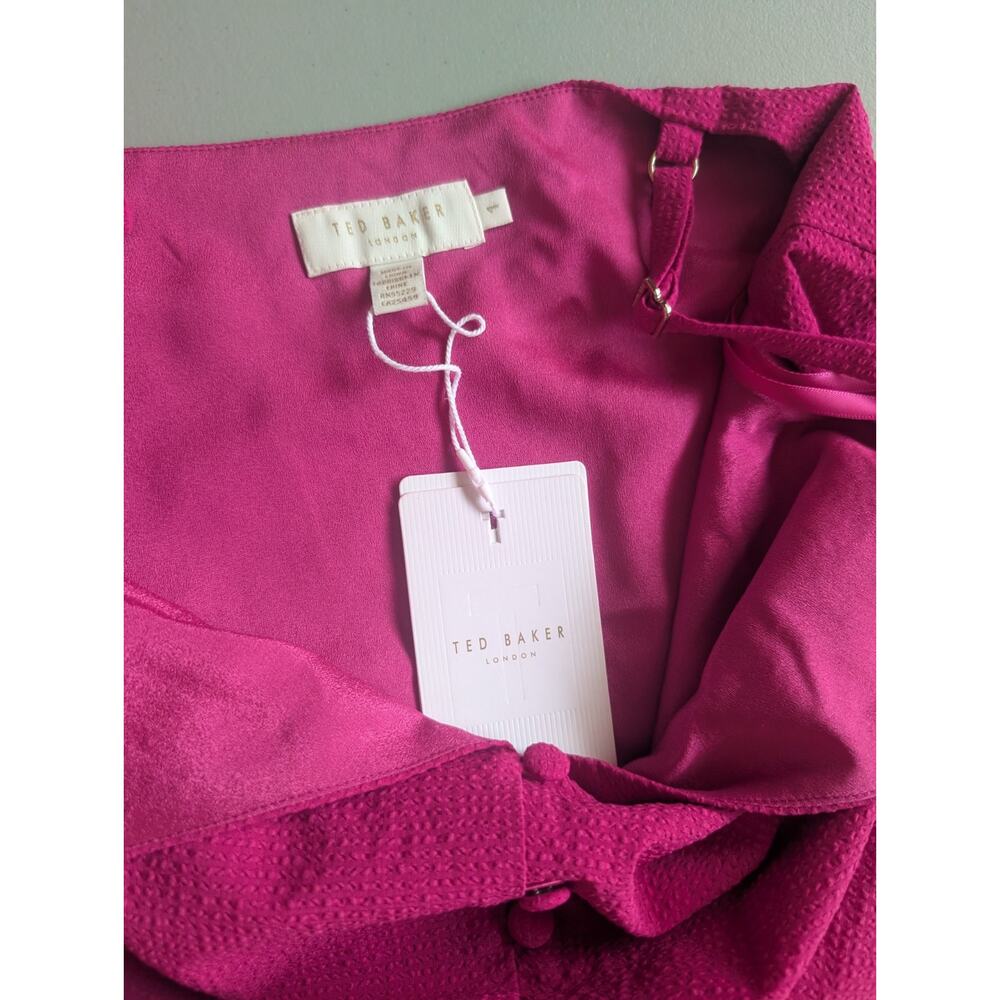 NWT Ted Baker Luaan Button Through Cami Midi Dress Ted 1 /US 4 Dark Pink 9HA77 - Picture 6 of 12